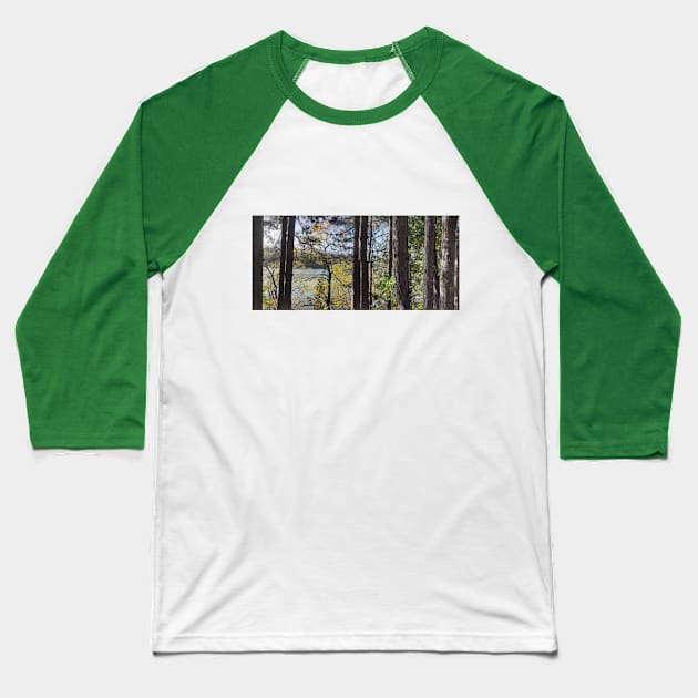 Trees in yellowgreen Baseball T-Shirt by nelllkata